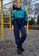 VINTAGE 90S EDELWEISS ONE PIECE SKI SUIT IN GREEN & NAVY