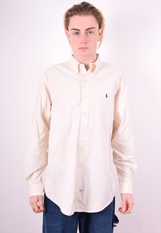RALPH LAUREN MENS VINTAGE SHIRT XL WHITE 90'S