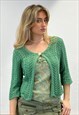 VINTAGE GREEN CROCHET CARDIGAN -S/M