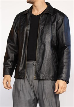 Vintage  Leather Jacket Brice Biker  in Black L