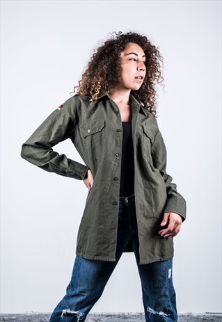 VINTAGE KHAKI GREEN ARMY JACKET