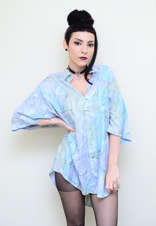 VINTAGE 90'S RETRO PASTEL PATTERNED OVERSIZED SHIRT