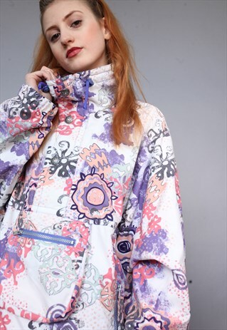 VINTAGE 80'S ETIREL PRINT ZIP 1/4 JACKET