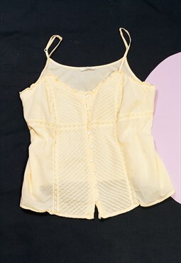 Vintage Fairy Top Y2K Summer Blouse in Pastel Yellow