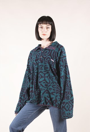 VINTAGE PATAGONIA CRAZY PRINT TURQUOISE FLEECE /MM2219