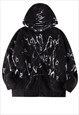 ANIME FLEECE JACKET FAUX FUR GRAFFITI BOMBER JACKET BLACK