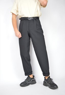 Vintage black classic straight suit trousers