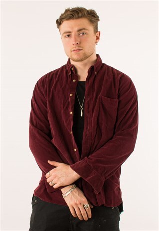 VINTAGE 90S RED CORDUROY SHIRT LARGE