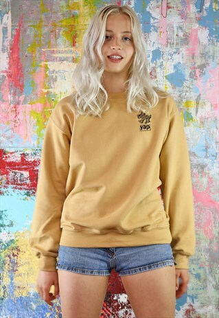 SWEATSHIRT IN OLD GOLD WITH YAPYAP TINY MEXICAN DOG LOGO