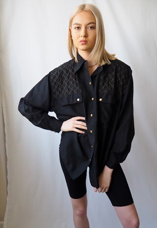 VINTAGE REVIVAL 1980'S BLACK SHIRT