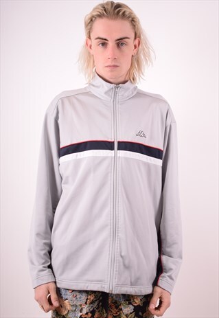 KAPPA MENS VINTAGE TRACKSUIT TOP JACKET LARGE GREY 90S