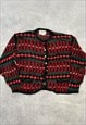 VINTAGE KNITTED CARDIGAN ABSTRACT PATTERNED KNIT SWEATER