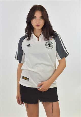 VINTAGE 90S WHITE ADIDAS DEUTSCHER FOOTBALL SHIRT