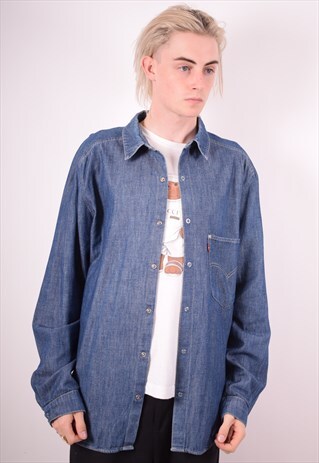 LEVI'S MENS VINTAGE DENIM SHIRT XL BLUE 90S