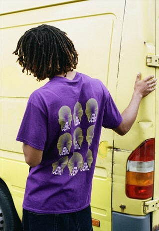 PURPLE SHORT SLEEVED T-SHIRT WITH DESIRE PRINT