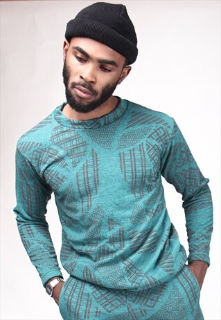 GREEN TRIBAL FESTIVAL FLEECE TSHIRT
