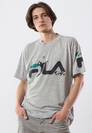 VINTAGE FILA TEE 90S GREY BIG LOGO VOLLEYBALL