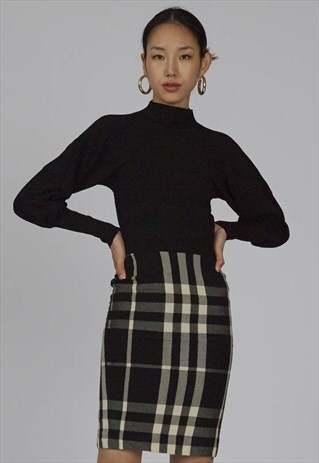 VINTAGE 90S BURBERRY MIDI CHECK SKIRT