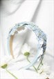 BLUE FLOWER EMBELLISHED HEADBAND WITH GEMS