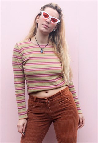 VINTAGE 90'S CANDY STRIPE LONG SLEEVE TOP