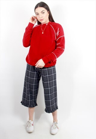 90'S RARE RETRO RED & WHITE HIGH-NECK SWEATSHIRT