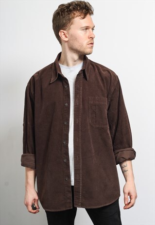 VINTAGE CORDUROY CORD SHIRT BROWN