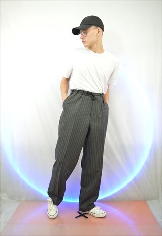 GREY VINTAGE CLASSIC STRIPED TROUSERS