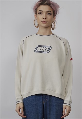 VINTAGE 90'S NIKE PIPED BEIGE SWEATER