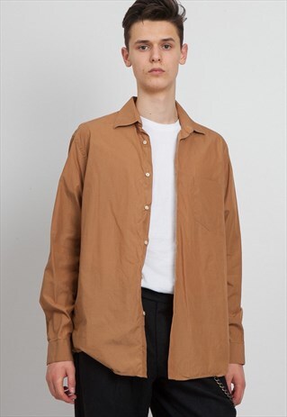 VINTAGE BROWN HUGO BOSS LONG SLEEVE SHIRT