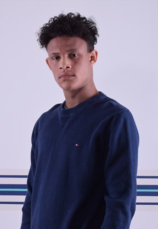NAVY TOMMY HILFIGER EMBROIDERED JUMPER