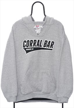Vintage Corral Bar Spellout Grey Hoodie Womens