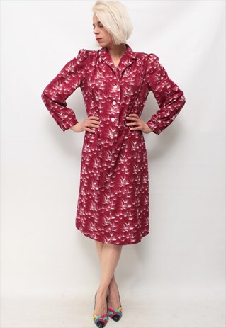 VINTAGE 80' BEAUTIFUL AMAZING MIDI MAROON DRESS