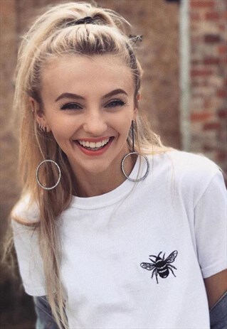BABY BEE EMBROIDERED WHITE T-SHIRT