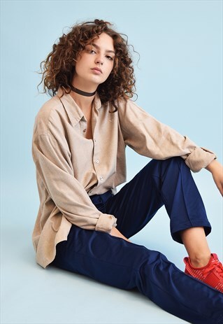 90'S RETRO MINIMALIST NEUTRAL OVERSIZED SHIRT TOP
