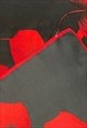 50'S BLACK VINTAGE RED FLORAL LADIES SCARF