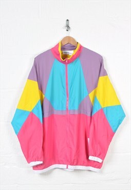Vintage Festival Shell Suit Jacket Retro Block Colour XXL