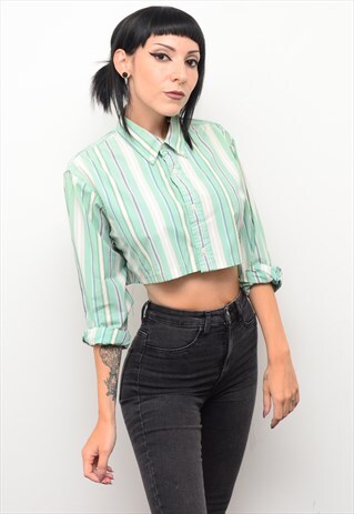 Y2K STRIPED REWORKED CROPPED TOMMY HILFIGER SHIRT