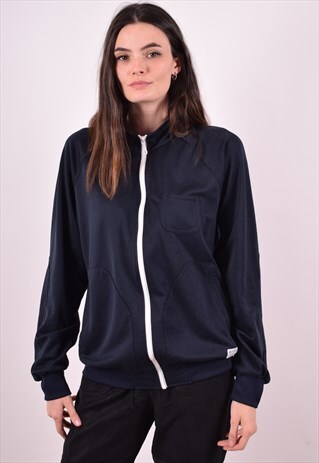 ADIDAS WOMENS VINTAGE TRACKSUIT TOP JACKET MEDIUM BLUE 90S