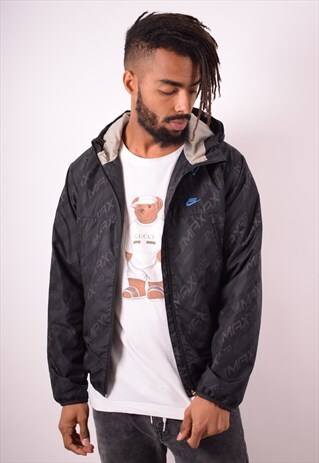 NIKE MENS VINTAGE RAIN JACKET SMALL BLACK 90S
