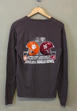 Vintage American Football Graphic Tee Grey Long Sleeve 