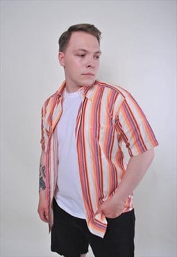 Vintage men multicolor striped holiday shirt 