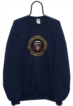 Vintage USA Embroidered Navy Sweatshirt Womens