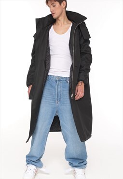 Winter Longline Hoodie coat oversize in black