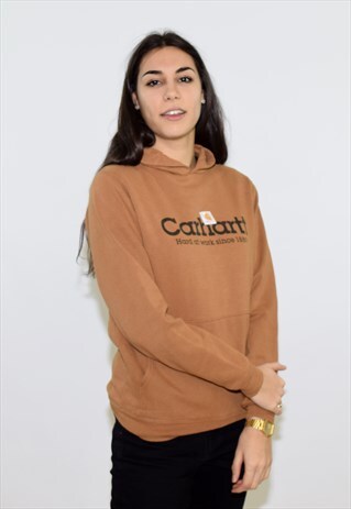 VINTAGE 90S BROWN CARHARTT HOODIE SWEATSHIRT