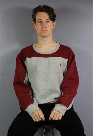 VINTAGE POLO RALPH LAUREN SWEATSHIRT IN GREY WITH EMBROIDERE