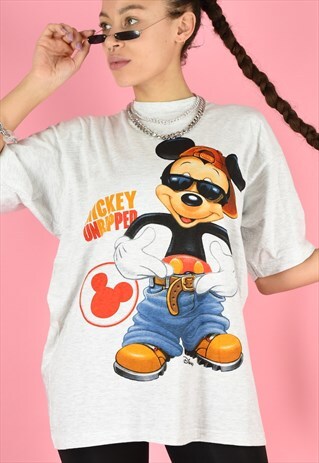 VINTAGE 90S MICKEY T-SHIRT WHITE DISNEY RAPPER