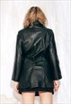 VINTAGE LEATHER JACKET 90S BOXY FIT COAT IN BLACK