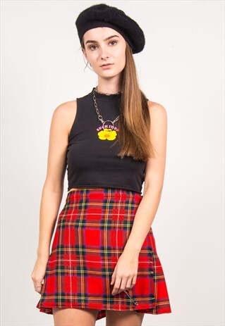 90'S RED TARTAN MINI SKIRT