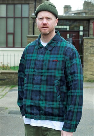 1980S PAUL & SHARK BLACK WATCH CHECK HARRINGTON JACKET