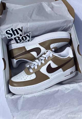 AIR FORCE 1 CUSTOM HOT CHOCOLATE, BROWN/ BEIGE JUNIOR